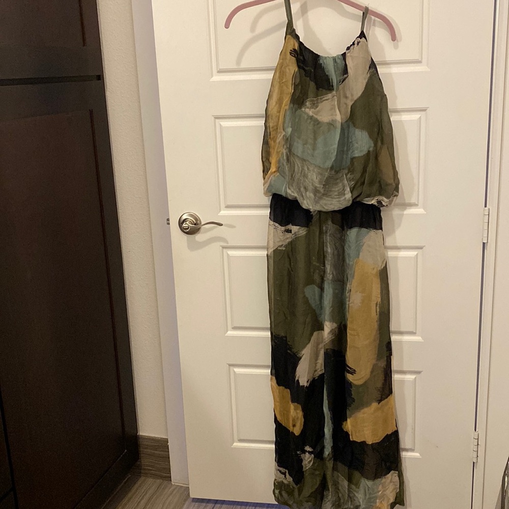 Beautifu Camo like Jumpsuit made from Silk.